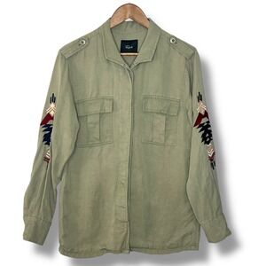 Rails Smith Sage Green Embroidered Military Utility Jacket S Aztec Western Soft